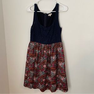 Anthropologie Weston Lace and Satin Floral Print Dress